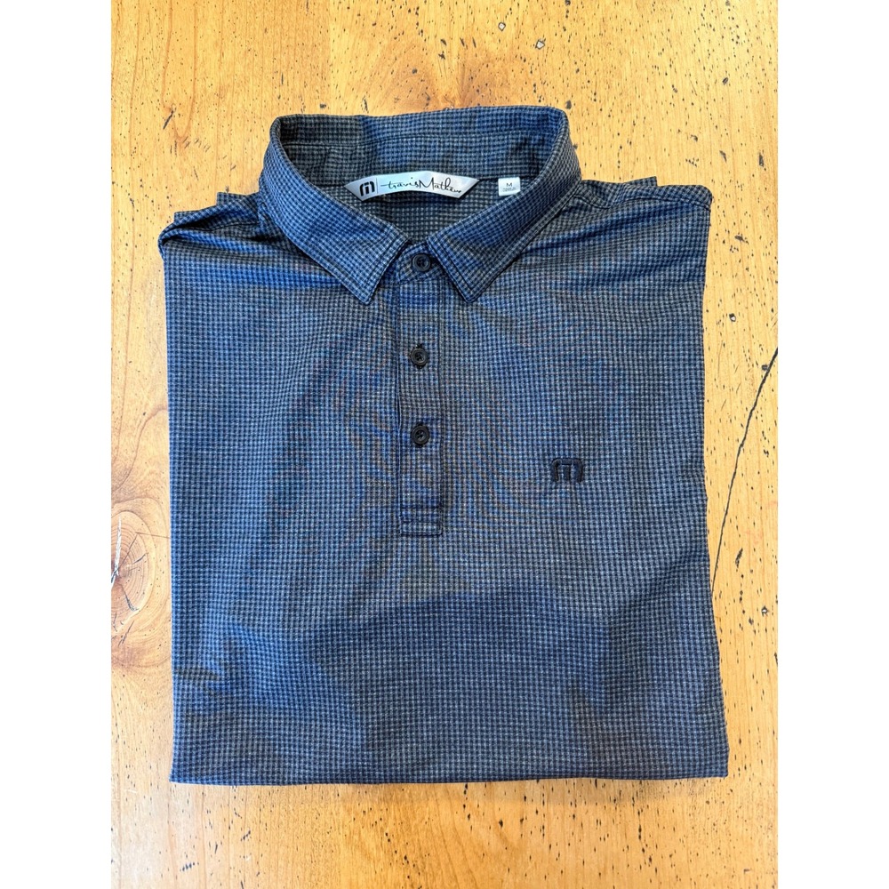 TravisMathew Polo Size M Mens Grey Houndstooth Short Sleeve Golf Shirt